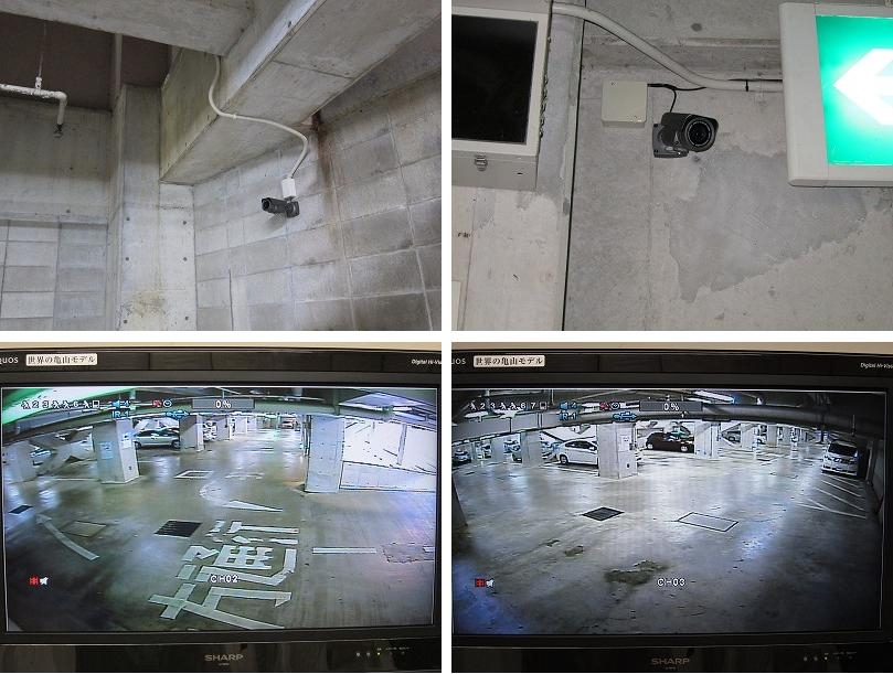 国民宿舎に設置された防犯カメラ　駐車場の映像
